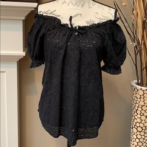 Grand & Greene Black Eyelet Blouse